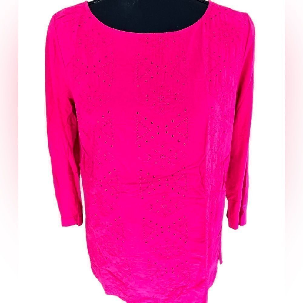 GAP NY 3 Quarter sleeve Woven eyelet top, color Lipstick, size S
